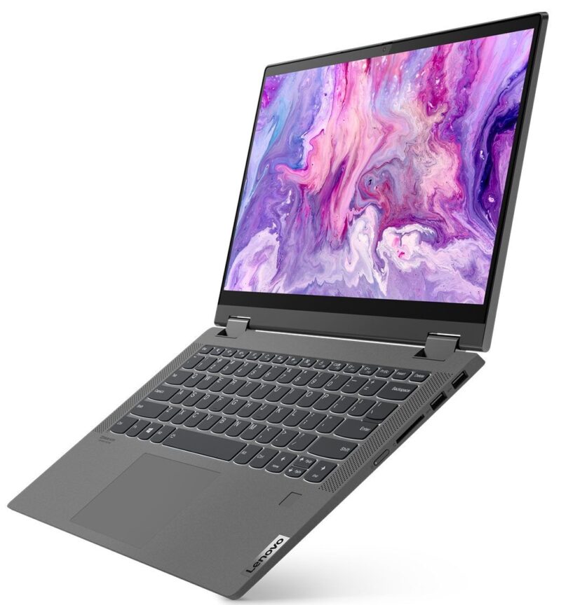⁦لابتوب لينوفو آيديا باد فليكس 5 المتحول – معالج AMD رايزن 7 4700U، ذاكرة 8 جيجابايت DDR4، قرص SSD سعة 256 جيجابايت، كارت شاشة AMD Radeon™ بسعة 4 جيجابايت، شاشة لمس 14 بوصة فل إتش دي قابلة للدوران 360 درجة⁩ - الصورة ⁦3⁩