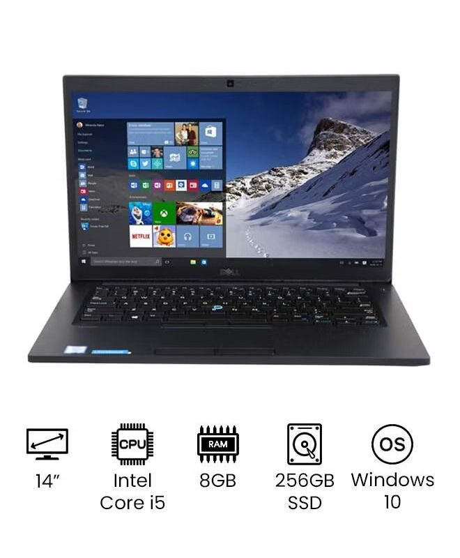 لابتوب ديل لاتيتود 7480 – معالج إنتل® كور آي 5-7300U الجيل السابع، ذاكرة 8 جيجابايت DDR4 قابلة للترقية، قرص SSD بسعة 500 جيجابايت، كارت شاشة إنتل HD 620