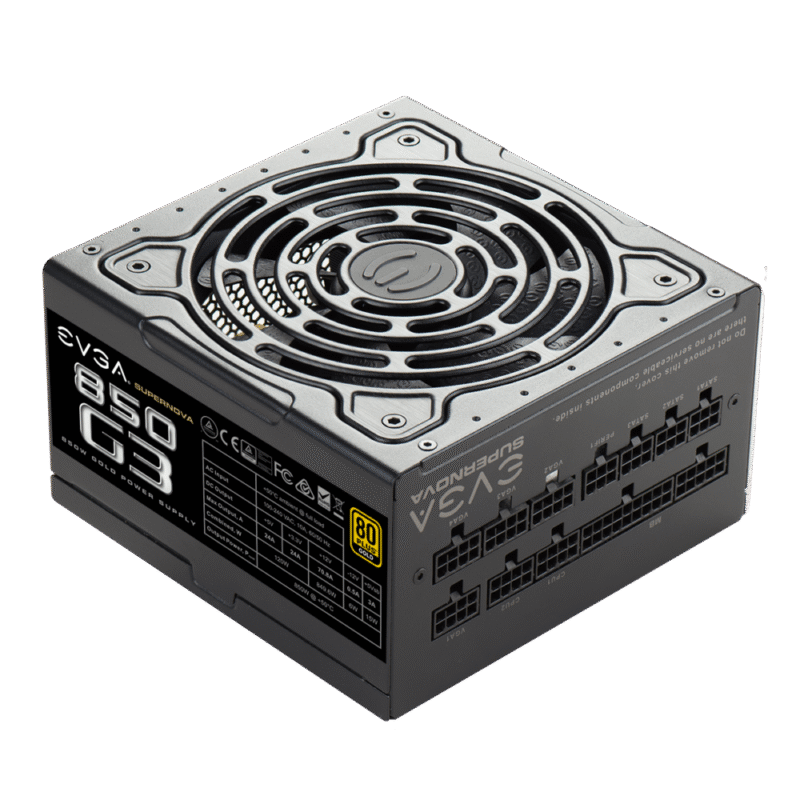 ⁦EVGA SuperNOVA 850 G3, 80 Plus GOLD 850W, Fully Modular, Eco Mode with New HDB Fan, 10 Year Warranty, Includes Power ON Self Tester, Compact 150mm Size, Power Supply 220-G3-0850-X2 (EU)⁩ - الصورة ⁦2⁩