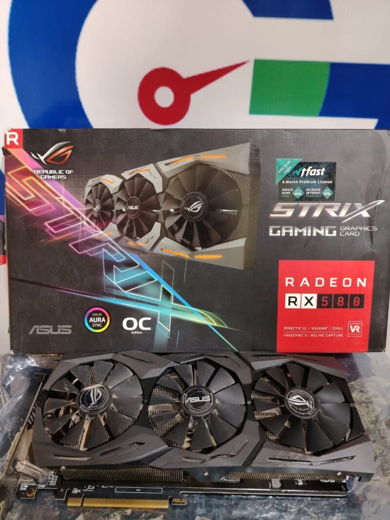 ⁦Graphic Card AMD Redeon ASUS ROG Strix Radeon RX 580 OC Edition 8GB GDDR5⁩ - الصورة ⁦2⁩