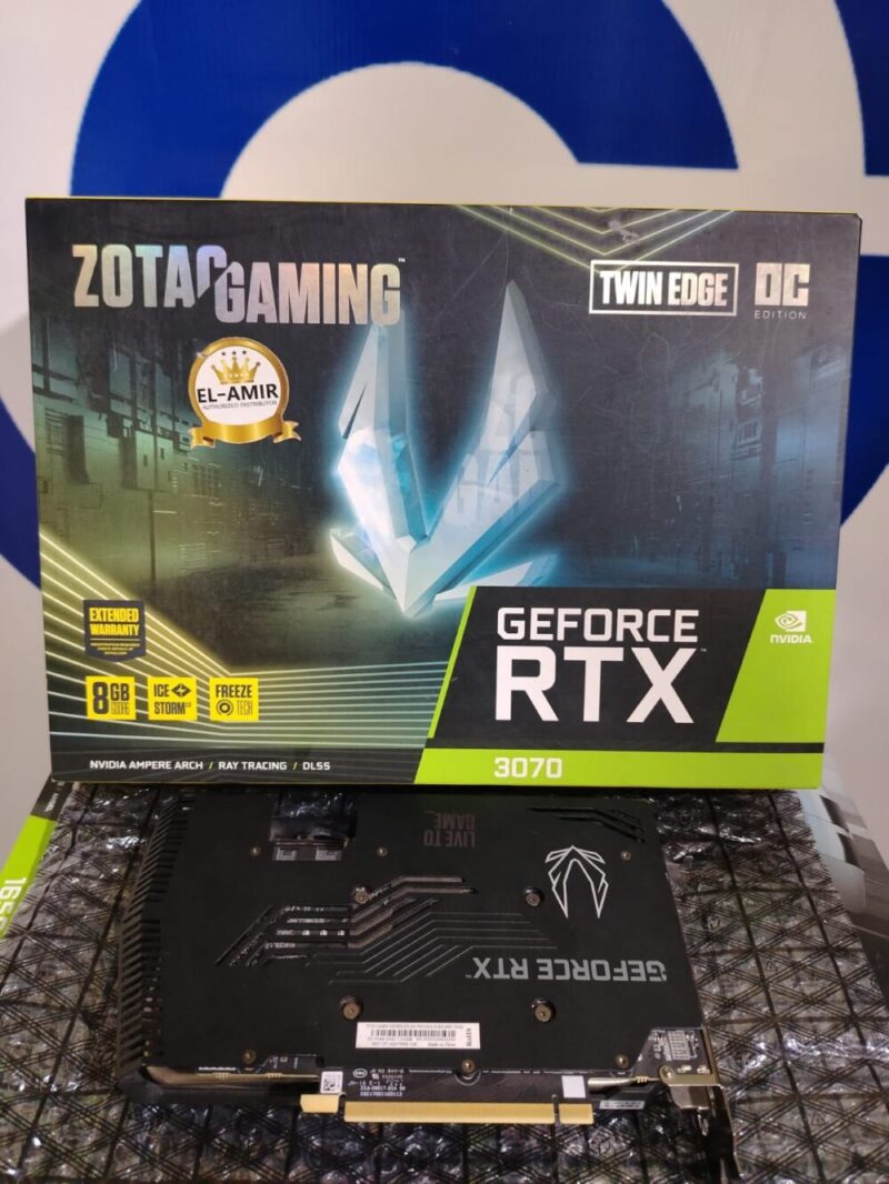 ⁦Graphic Card Nvidia Geforce Rtx 3070 8gb ddr6 Zotac Gaming Twen Edg oc edition⁩ - الصورة ⁦2⁩
