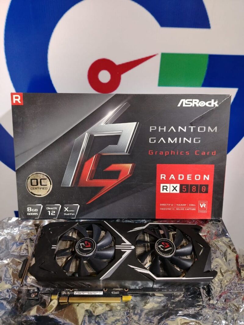 AsRock Graphic Card AMD Redeon Rx 580 8gb ddr5 Phantom Gaming