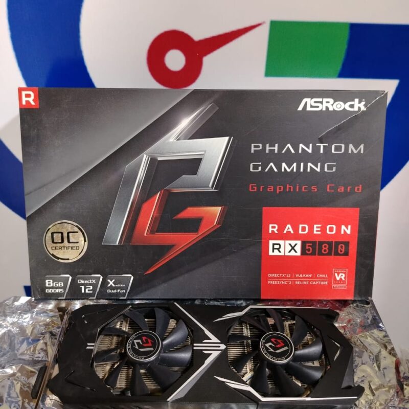 AsRock Graphic Card AMD Redeon Rx 580 8gb ddr5 Phantom Gaming