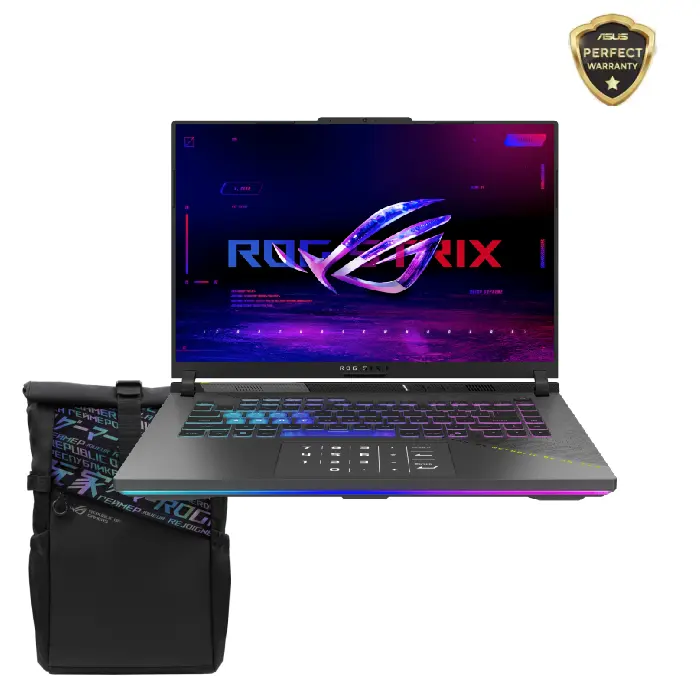 أسوس روج ستريكس G16 G614FR-G4032W، لابتوب للألعاب، AMD R9 9955HX، رام 32 جيجا 1 تيرا SSD شاشة 16 بوصة 240 هرتز رسومات RTX 5070Ti سعة 12 جيجا، Win 11