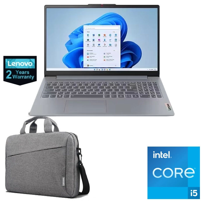 لاب توب لينوفو ايديا باد سليم 3 15IRH8، انتل Ci5-13420H، رام 16 جيجا، 512 جيجا SSD، رسومات انتل UHD، شاشة 15.6 بوصة FHD، رمادي - ضمان سنتين + حقيبة
